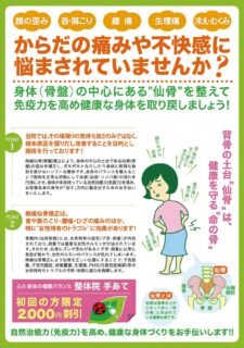 女性も気軽に来院しやすいような整体院のチラシデザイン